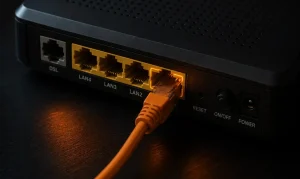 اتصال کابل LAN به مودم ADSL برای انجام تنظیمات اولیه