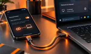 اتصال اینترنت آیفون به کامپیوتر با کابل USB و Personal Hotspot