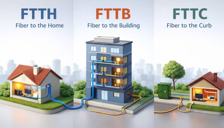 تفاوت FTTH، FTTB و FTTC