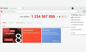 محیط برنامه AnyDesk در ویندوز و محل وارد کردن Remote Address